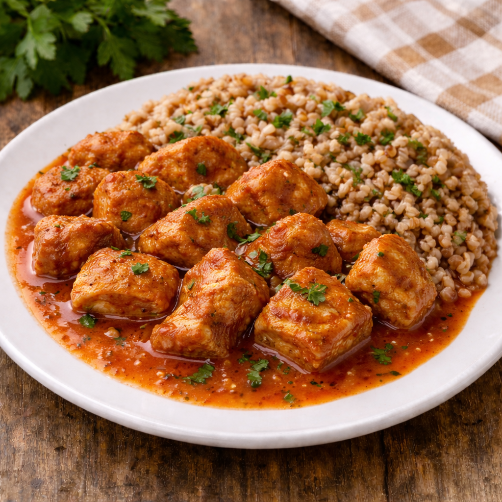 Гуляш из свинины с гречкой