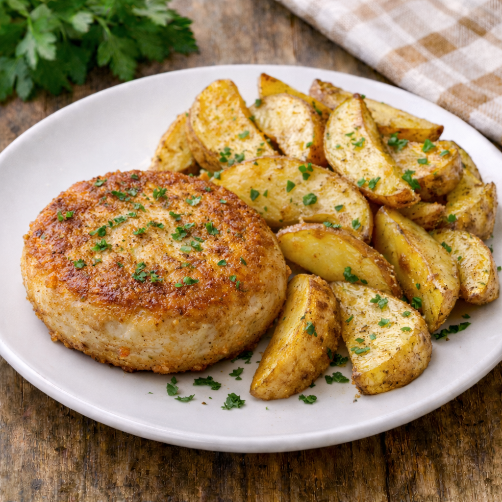 Котлета из щуки  с картоф по деревенски